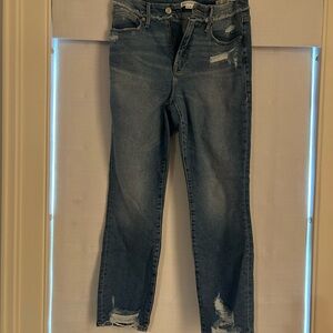 Good American Straight Leg Distressed Jeans - Blue